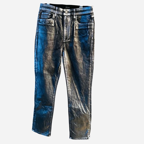 JOE'S JEANS Silver Metallic finish The Luna High Rise Cigarette Ankle sz 29 - Picture 3 of 15